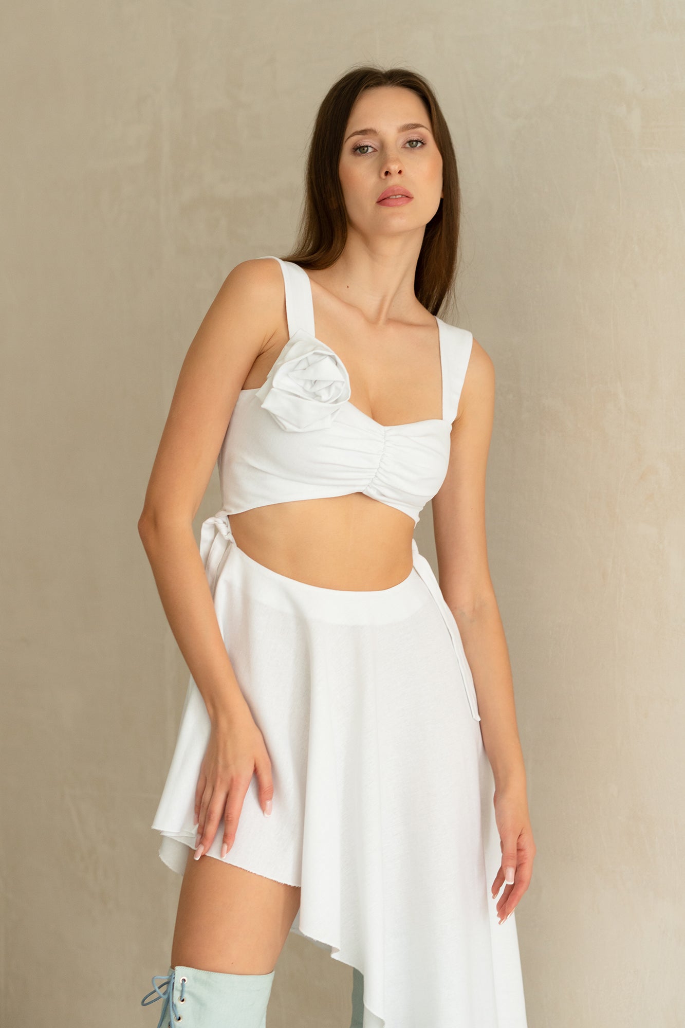 White rose linen top