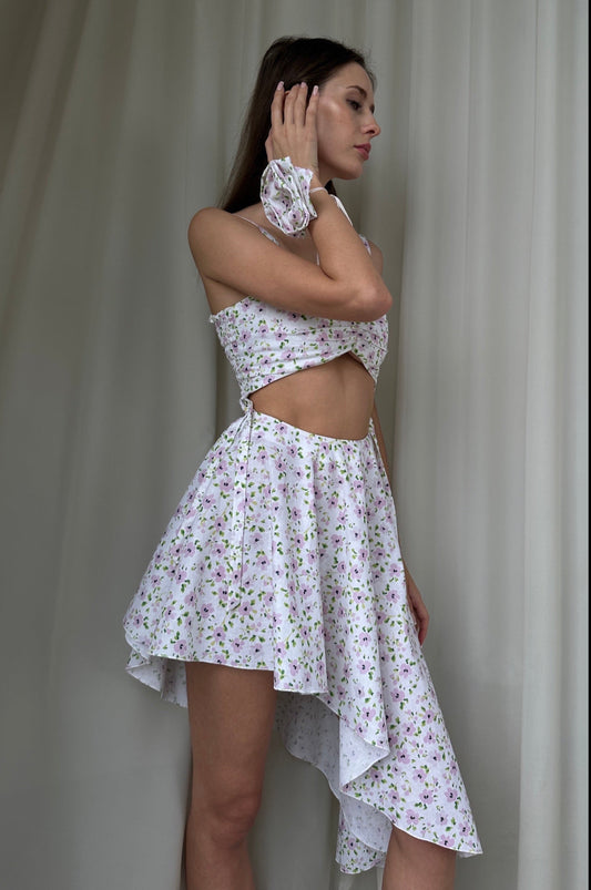 Justine floral asymmetric skirt