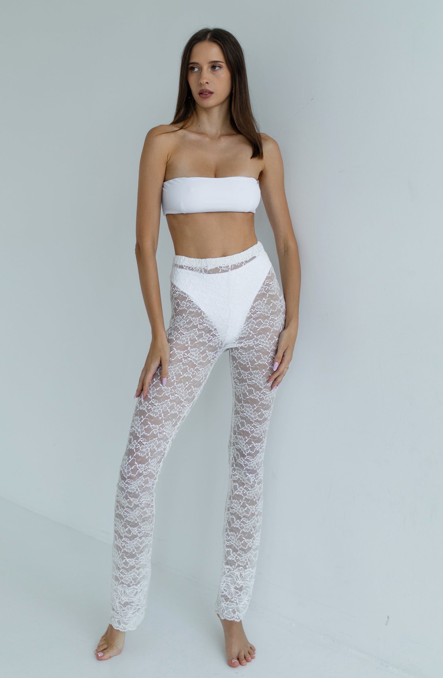 Leggings white guipure