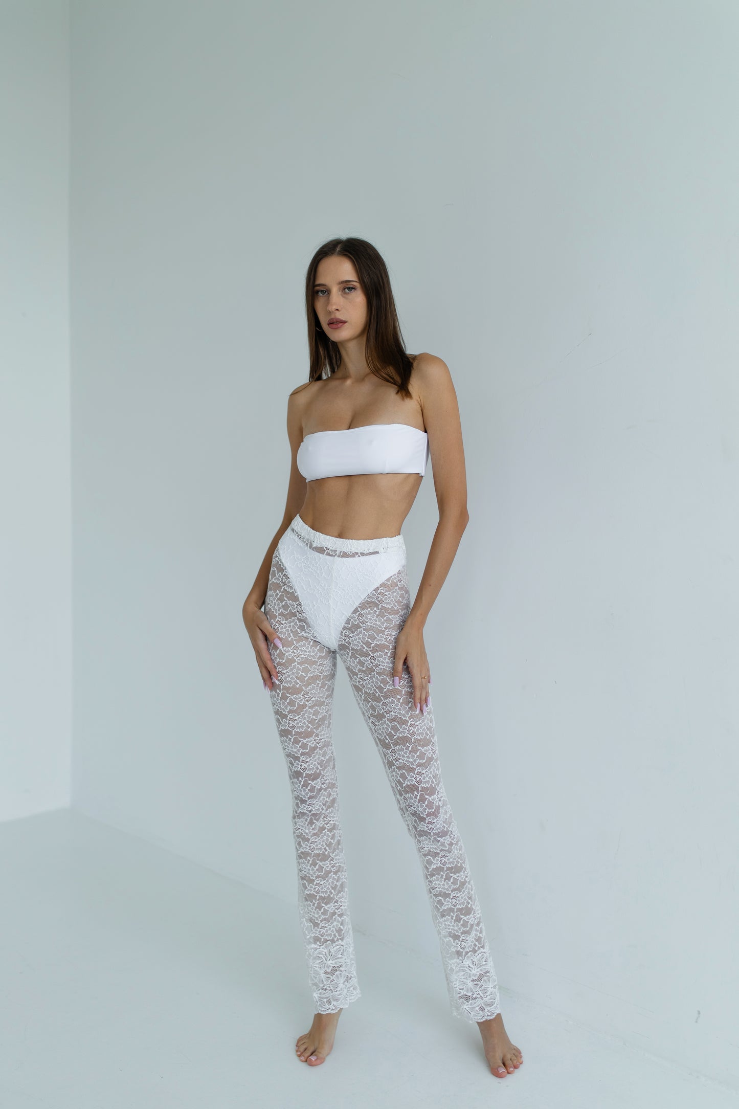 Leggings white guipure